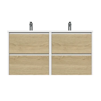 Tiger Reverse Meubelset 2x60 cm met 4 lades Naturel eik / Mat wit inclusief 2 Quadro wastafels Hoogglans wit Tiger Reverse Meubelset 2x60 Cm Met 4 Lades Naturel Eik / Mat Wit Inclusief 2 Quadro Wastafels Hoogglans Wit -Badkamerwinkel Voor Thuis 123 1005