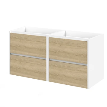 Tiger Reverse Meubelset 2x60 cm met 4 lades Naturel eik / Mat wit inclusief 2 Quadro wastafels Hoogglans wit Tiger Reverse Meubelset 2x60 Cm Met 4 Lades Naturel Eik / Mat Wit Inclusief 2 Quadro Wastafels Hoogglans Wit -Badkamerwinkel Voor Thuis 123 1006