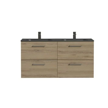 Tiger Studio badkamermeubel 120cm chalet eiken met dubbele zwarte wastafel Tiger Studio Badkamermeubel 120cm Chalet Eiken Met Dubbele Zwarte Wastafel -Badkamerwinkel Voor Thuis 123 1019