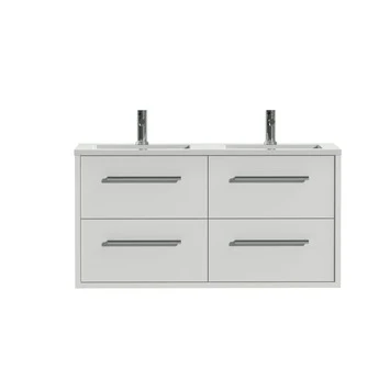 Tiger Boston badkamermeubel 120cm hoogglans wit met dubbele witte wastafel Tiger Boston Badkamermeubel 120cm Hoogglans Wit Met Dubbele Witte Wastafel -Badkamerwinkel Voor Thuis 123 1035