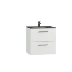 Tiger Badkamermeubel Studio 60cm Hoogglans Wit/matzwart Met RVS Greep