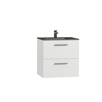 Tiger badkamermeubel Studio 60cm hoogglans wit/matzwart met RVS greep Tiger Badkamermeubel Studio 60cm Hoogglans Wit/matzwart Met RVS Greep -Badkamerwinkel Voor Thuis 123 1038