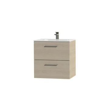 Tiger badkamermeubel Studio 60cm naturel eik/wit met RVS greep Tiger Badkamermeubel Studio 60cm Naturel Eik/wit Met RVS Greep -Badkamerwinkel Voor Thuis 123 1084