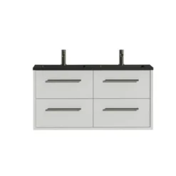 Tiger Badkamermeubel Boston 120cm Hoogglans Wit/matzwart Met Grepen RVS