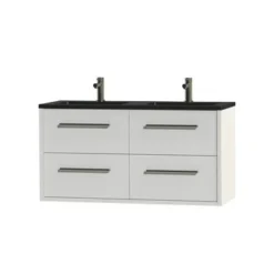 Tiger Badkamermeubel Boston 120cm Hoogglans Wit/matzwart Met Grepen RVS 2 Tiger Badkamermeubel Boston 120cm Hoogglans Wit/matzwart Met Grepen RVS -Badkamerwinkel Voor Thuis 123 1125