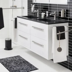 Tiger Badkamermeubel Boston 120cm Hoogglans Wit/matzwart Met Grepen RVS 3 Tiger Badkamermeubel Boston 120cm Hoogglans Wit/matzwart Met Grepen RVS -Badkamerwinkel Voor Thuis 123 1126