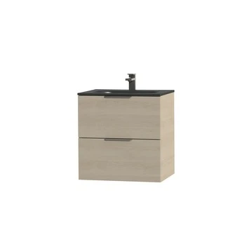 Tiger Studio badkamermeubel 60 cm naturel eiken met wastafel polybeton mat zwart greep rvs plat Tiger Studio Badkamermeubel 60 Cm Naturel Eiken Met Wastafel Polybeton Mat Zwart Greep Rvs Plat -Badkamerwinkel Voor Thuis 123 1129