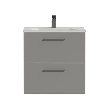 Tiger Badkamermeubel Studio 60 cm Mat Grijs met Polybeton Wastafel Mat Wit en Vierkante Grepen Tiger Badkamermeubel Studio 60 Cm Mat Grijs Met Polybeton Wastafel Mat Wit En Vierkante Grepen -Badkamerwinkel Voor Thuis 123 1166