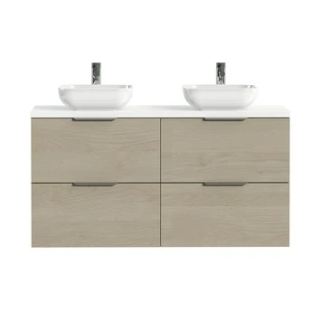 Tiger badkamermeubel Studio 120cm naturel eik/witte waskom met profielgreep Tiger Badkamermeubel Studio 120cm Naturel Eik/witte Waskom Met Profielgreep -Badkamerwinkel Voor Thuis 123 1167