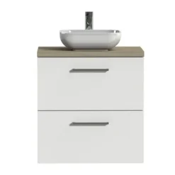 Tiger Badkamermeubel Studio 60cm Hoogglans Wit/witte Waskom Met Vierkante Greep