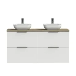 Tiger Badkamermeubel Studio 120cm Hoogglans Wit/witte Waskom Met Profielgrepen