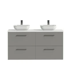 Tiger Badkamermeubel Studio 120cm Matgrijs/witte Waskom Met Ronde Greep