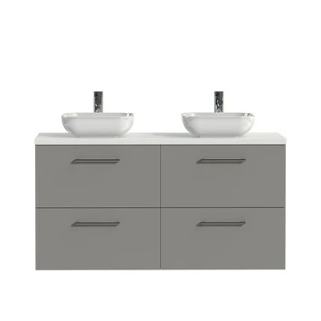 Tiger badkamermeubel Studio 120cm matgrijs/witte waskom met ronde greep Tiger Badkamermeubel Studio 120cm Matgrijs/witte Waskom Met Ronde Greep -Badkamerwinkel Voor Thuis 123 1181