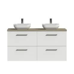 Tiger Badkamermeubel Studio 120cm Hoogglans Wit/witte Waskom Met Ronde Greep