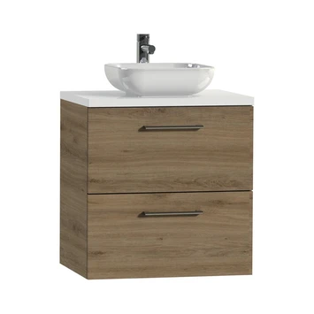 Tiger Badkamermeubel Studio 60 cm Chalet Eik met Keramische Waskom Hoogglans Wit en Ronde Grepen Tiger Badkamermeubel Studio 60 Cm Chalet Eik Met Keramische Waskom Hoogglans Wit En Ronde Grepen -Badkamerwinkel Voor Thuis 123 1185