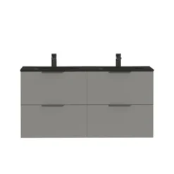 Tiger Badkamermeubel Studio 120cm Matgrijs/mat Zwart Met Profielgrepen