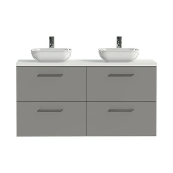 Tiger badkamermeubel Studio 120cm matgrijs/witte waskom met vierkante greep Tiger Badkamermeubel Studio 120cm Matgrijs/witte Waskom Met Vierkante Greep -Badkamerwinkel Voor Thuis 123 1194