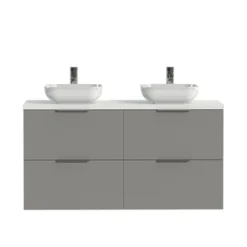 Tiger Badkamermeubel Studio 120cm Matgrijs/witte Waskom Met Profielgreep