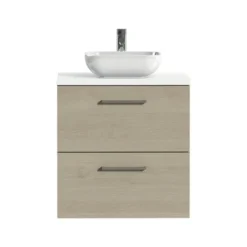 Tiger Badkamermeubel Studio 60cm Naturel Eik/witte Waskom Met Vierkante Greep