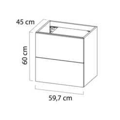 Tiger Badkamermeubel Studio 60cm Naturel Eik/witte Waskom Met Vierkante Greep -Badkamerwinkel Voor Thuis 123 1208
