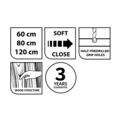 Tiger Badkamermeubel Studio 60cm Naturel Eik/witte Waskom Met Vierkante Greep -Badkamerwinkel Voor Thuis 123 1209