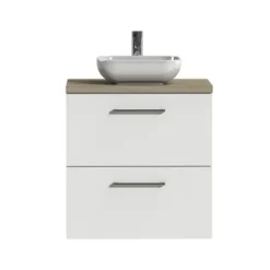 Tiger Badkamermeubel Studio 60cm Hoogglans Wit/witte Waskom Met Ronde Greep