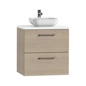 Tiger Badkamermeubel Studio 60 cm Naturel Eik met Keramische Waskom Hoogglans Wit en Ronde Grepen Tiger Badkamermeubel Studio 60 Cm Naturel Eik Met Keramische Waskom Hoogglans Wit En Ronde Grepen -Badkamerwinkel Voor Thuis 123 1216