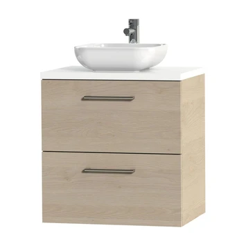 Tiger Badkamermeubel Studio 60 cm Naturel Eik met Keramische Waskom Hoogglans Wit en Ronde Grepen Tiger Badkamermeubel Studio 60 Cm Naturel Eik Met Keramische Waskom Hoogglans Wit En Ronde Grepen -Badkamerwinkel Voor Thuis 123 1217