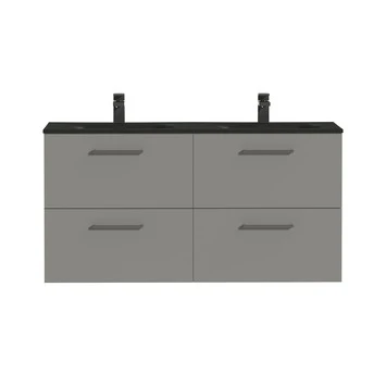 Tiger badkamermeubel Studio 120cm matgrijs/mat zwart met vierkante greep Tiger Badkamermeubel Studio 120cm Matgrijs/mat Zwart Met Vierkante Greep -Badkamerwinkel Voor Thuis 123 1223