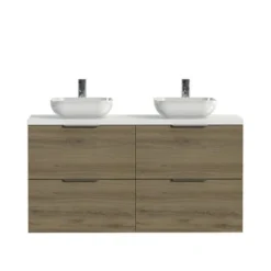 Tiger Badkamermeubel Studio 120cm Chalet Eik/witte Waskom Met Profielgreep