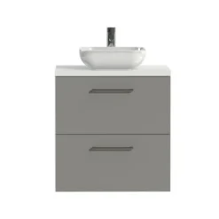 Tiger Badkamermeubel Studio 60 Cm Mat Grijs Met Keramische Waskom Hoogglans Wit En Ronde Grepen