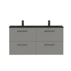 Tiger Badkamermeubel Studio 120cm Matgrijs/mat Zwart Met Ronde Greep