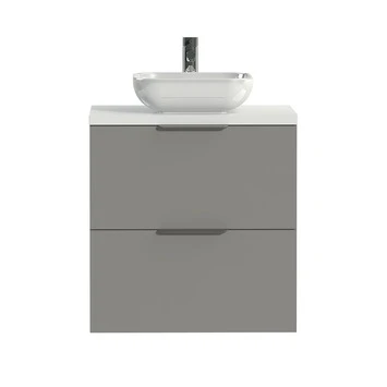 Tiger Badkamermeubel Studio 60 cm Mat Grijs met Keramische Waskom Hoogglans Wit en Profielgrepen Tiger Badkamermeubel Studio 60 Cm Mat Grijs Met Keramische Waskom Hoogglans Wit En Profielgrepen -Badkamerwinkel Voor Thuis 123 1231