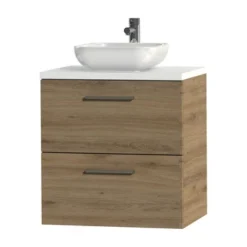 Tiger Badkamermeubel Studio 60cm Chalet Eik/witte Waskom Met Vierkante Greep -Badkamerwinkel Voor Thuis 123 1239