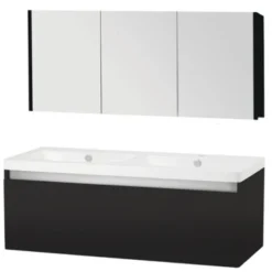 Stripe Badmeubelset Hoogglans Zwart 120 Cm