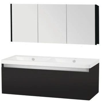 Stripe badmeubelset hoogglans zwart 120 cm Stripe Badmeubelset Hoogglans Zwart 120 Cm -Badkamerwinkel Voor Thuis 123 1257