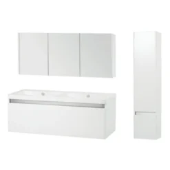 Stripe Badkamermeubelset Hoogglans Wit 120 Cm Exclusief Kolomkast