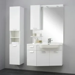 Fabulous Badmeubelset Rechtshoekig Hoogglans Wit 100 Cm