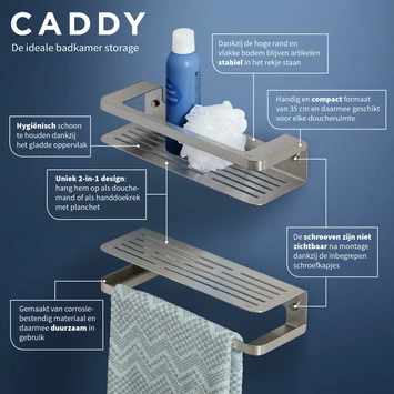 Tiger Douchemand Met Handdoekhouder Caddy Rvs Tiger Douchemand Met Handdoekhouder Caddy Rvs -Badkamerwinkel Voor Thuis 123 1420