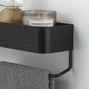 Sealskin Plank- en handdoekhouder Brix Zwart Sealskin Plank- En Handdoekhouder Brix Zwart -Badkamerwinkel Voor Thuis 123 1453