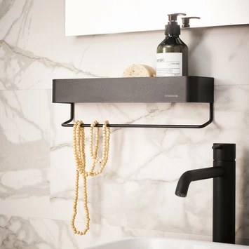 Sealskin Plank- en handdoekhouder Brix Zwart Sealskin Plank- En Handdoekhouder Brix Zwart -Badkamerwinkel Voor Thuis 123 1455