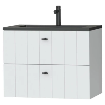 Tiger Maryport Badkamermeubelset 80 cm Mat wit met matzwarte polybeton wastafel en matzwarte grepen Tiger Maryport Badkamermeubelset 80 Cm Mat Wit Met Matzwarte Polybeton Wastafel En Matzwarte Grepen -Badkamerwinkel Voor Thuis 123 146