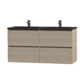 Tiger Karlo badkamermeubel 120 cm naturel eiken met wastafel zwart Tiger Karlo Badkamermeubel 120 Cm Naturel Eiken Met Wastafel Zwart -Badkamerwinkel Voor Thuis 123 15