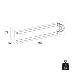 Tiger 2-armig Handdoekrek Cooper RVS/zwart -Badkamerwinkel Voor Thuis 123 1701