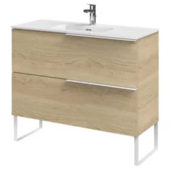 Tiger Badmeubelset Pocket 100 Cm Met 2 Lades Naturel Eik Incl. Looppoten