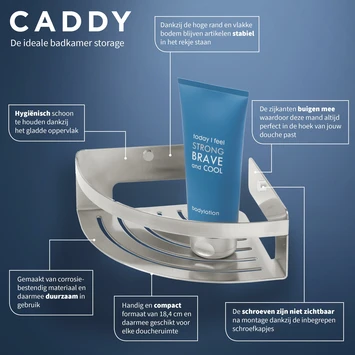 Tiger Caddy hoekkorf klein RVS Tiger Caddy Hoekkorf Klein RVS -Badkamerwinkel Voor Thuis 123 1938