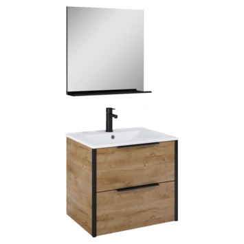 Atlantic badmeubelset Aria met spiegel en wtte wastafel 60cm Canela Eiken Atlantic Badmeubelset Aria met Spiegel En Wtte Wastafel 60cm Canela Eiken -Badkamerwinkel Voor Thuis 123 211