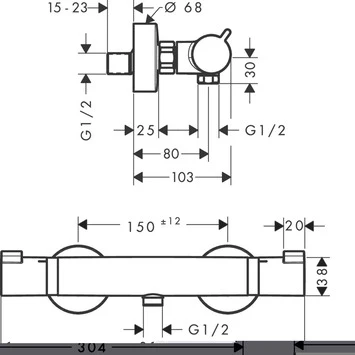 Hansgrohe thermostatische douchekraan EcoStat Comfort Zwart Hansgrohe Thermostatische Douchekraan EcoStat Comfort Zwart -Badkamerwinkel Voor Thuis 123 24