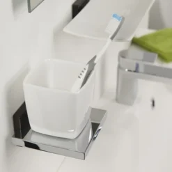 Tiger Bekerhouder Zenna Hangend Met Beker Chroom/Wengé -Badkamerwinkel Voor Thuis 123 2528