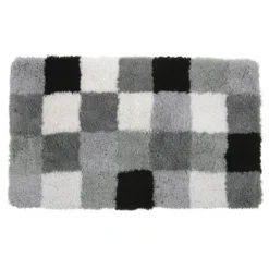 GAMMA Badmat Blok Zwart Met Grijs 60x90 Cm